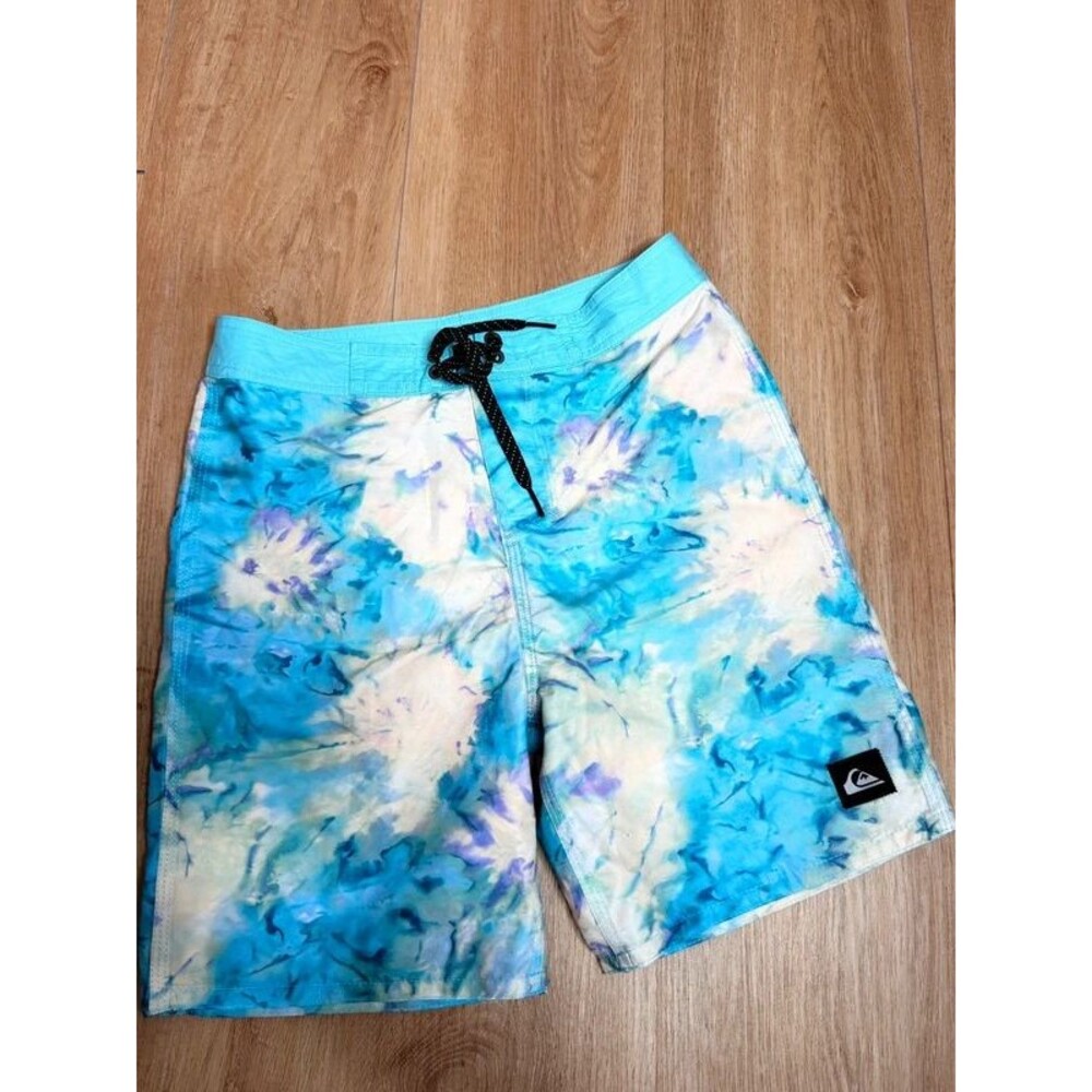 Quiksilver swim trunks blue tie dye watercolor surf shorts board shorts